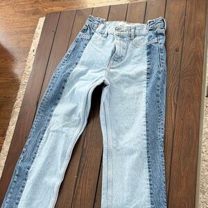 MNG Mango Two Tone Jeans | Size 6 | Trendy Colorblock Denim | Slim Fit Jeans